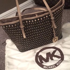 Michael Kors Brown Studded Hand Bag